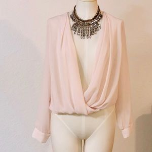 Long Sleeve Draped Wrap Top
